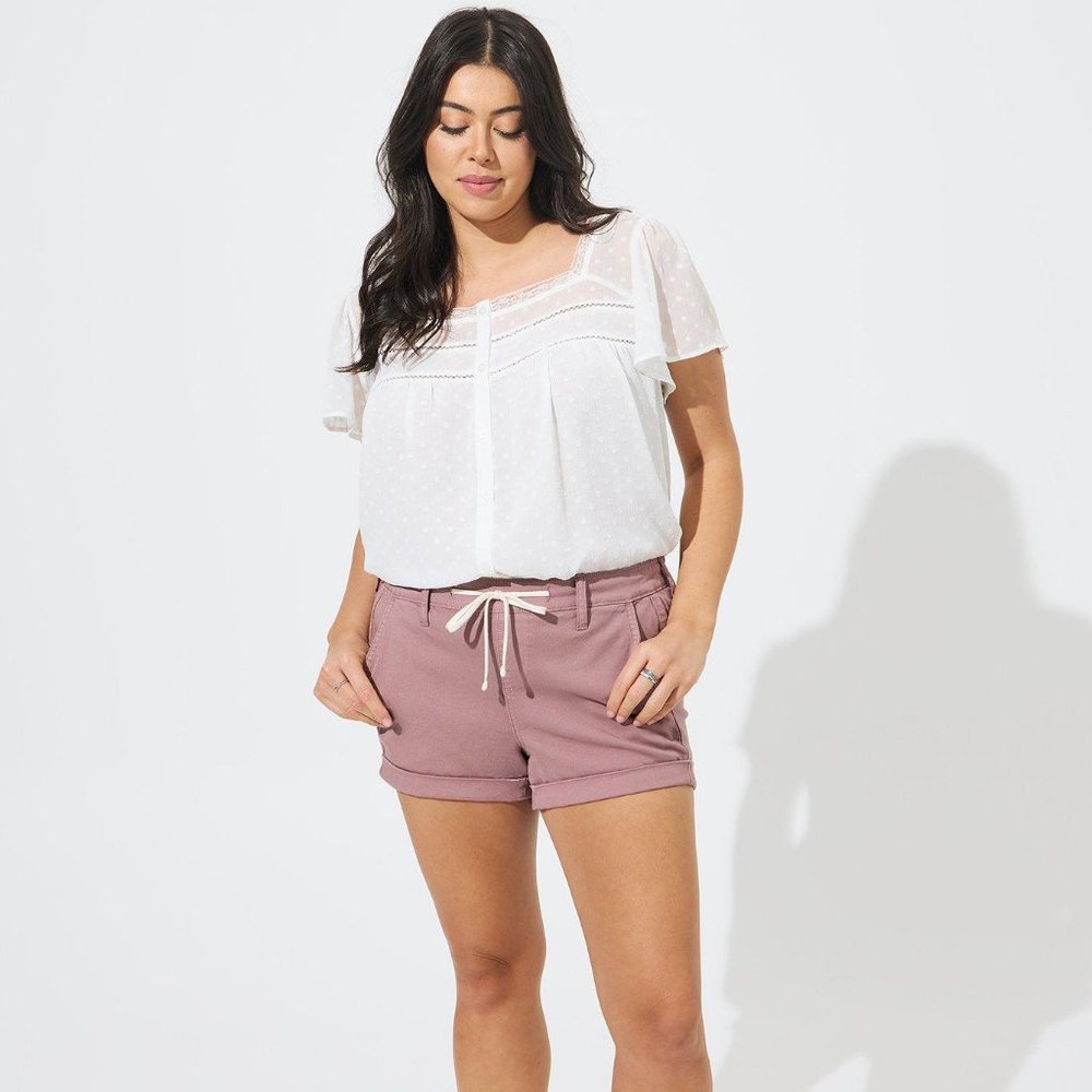 Torrid Chiffon Clip Dot Button-Front Blouse